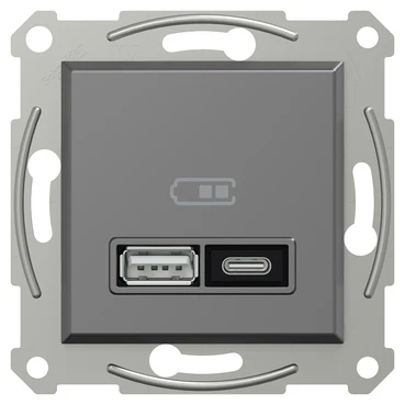 USB-розетка тип A+C 21 Вт антрацит