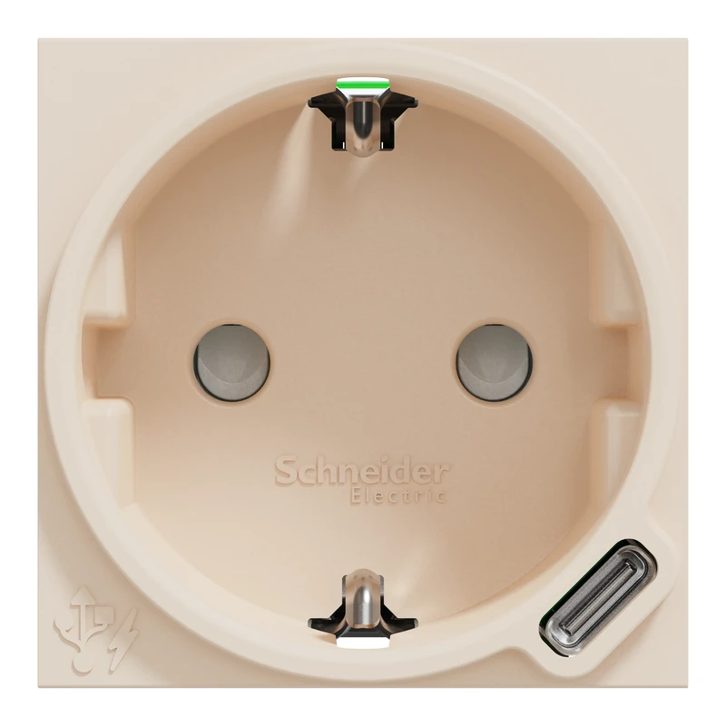 Unica New Сил.роз + USB-С 10,5Вт 2М беж